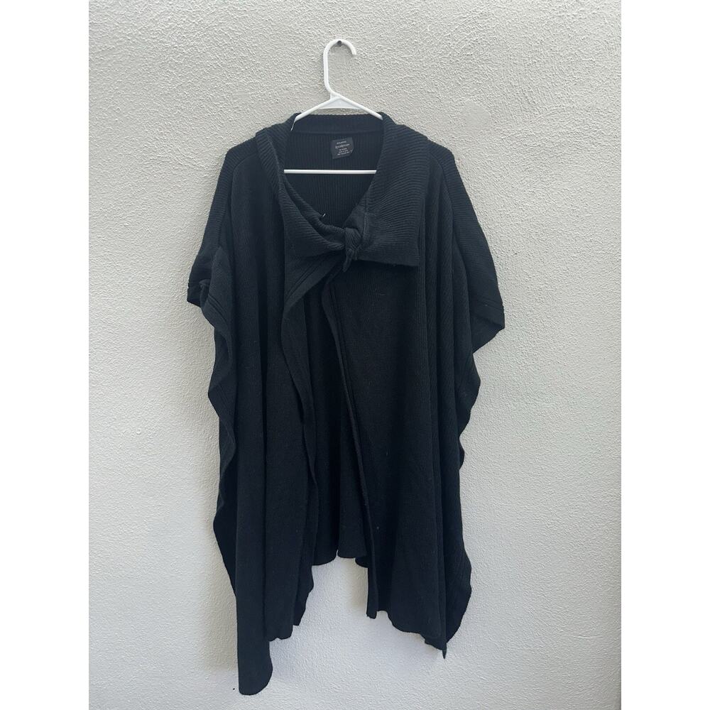 Specialty House Womens Sweater Cape One Size Black Top Button Vintage